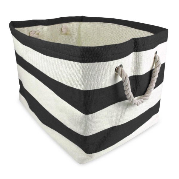 Design Imports 11 x 10 x 9 in. Stripe Paper Rectangle Storage BinBlack Small CAMZ33365